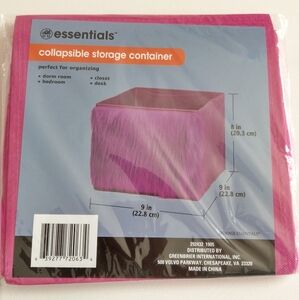 Essentials, Collapsible Storage Container, NEW